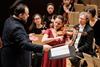 1.26.23 Guest violinist Baiba Skride with Conductor Andris Nelsons at BSO (Aram Boghosian)