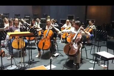 Gautier Capuçon and the cello section of the Gustav Mahler Jugendorchester