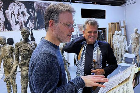 Hersch & Skaerved in Chris Cairns' studio, Havertown PA November 2023 Photo Tim Holt