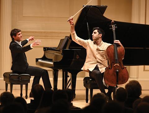 Kian Soltani (right) and Aaron Pilsan delight the audience
