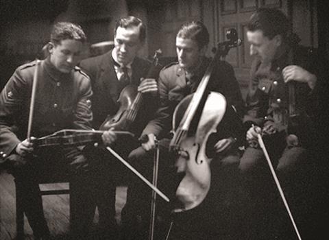 The Philharmonic Quartet, pictured here in March 1920, appeared regularly in uniform after the war