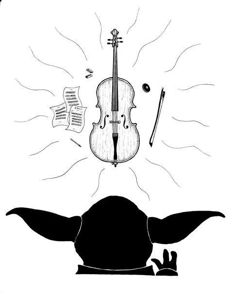 Yoda cello illustration