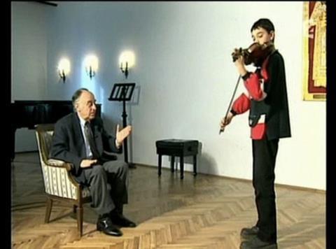 Nemanja  at age 9 with his professor Dejan Mihailovic