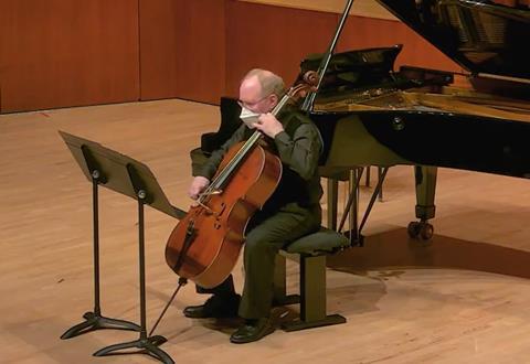 Cellist Sam Magill at the UNCSA performance