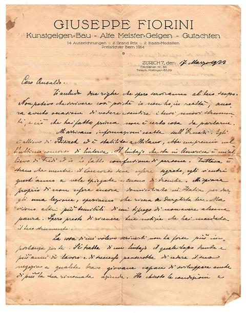 Fiorini letter 1923