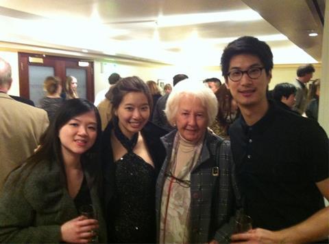 Eileen Parkhouse with the Fournier Trio, winners of the 2013 Parkhouse Award