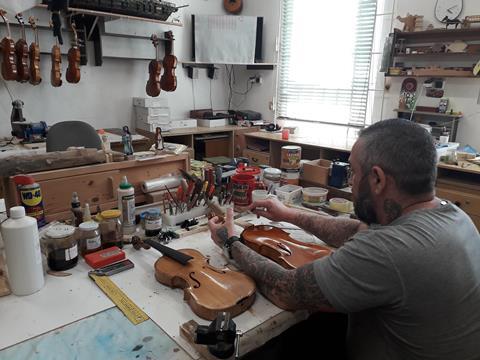 Prisoner at work in the carpentry workshop