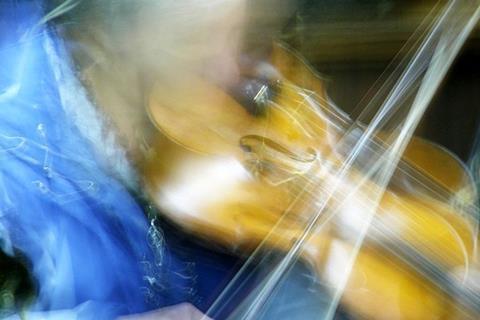 Slow shutter violinist