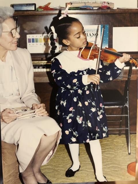melissa white age 6 playing for grandmother