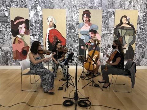 ScreensThe KAIA Quartet presents an art  music programme. Photo: Jennie Oh-Brownhot 2021-09-02 165849