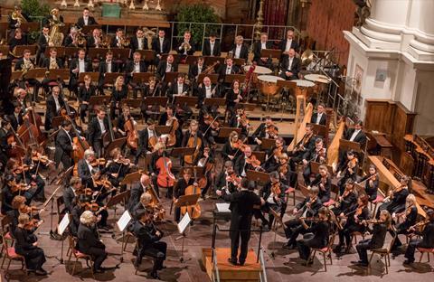 The Bruckner Orchester Linz performs at the Basilica St Florian in 2017