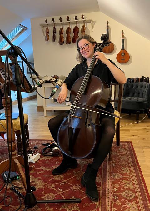 Lucia with the restored cello