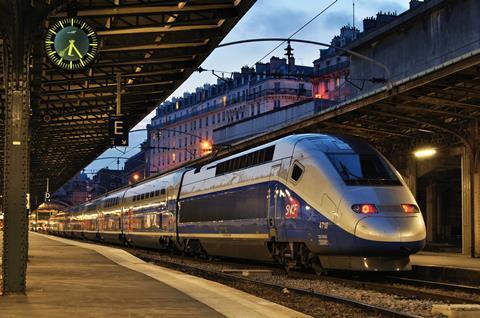 A TGV train in Paris Gare de l'Est