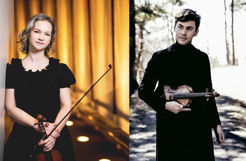 Violinists Hilary Hahn and Benjamin Beilman