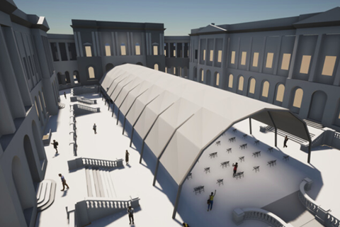 Artist impression of temporary performance venue at Old College Quad