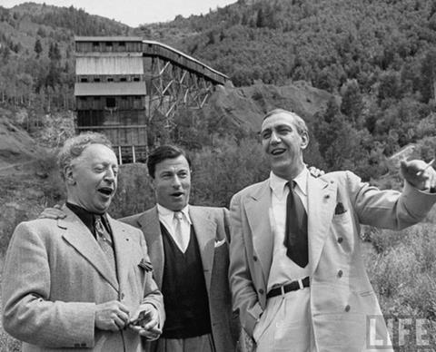 Arthur Rubinstein; Nathan Milstein; Gregor Piatigorsky. Photo taken in Aspen, Colorado