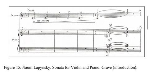 Ex. 1 — Lapynsky, Sonata for Violin and Piano (1935), Grave, bars 1–4