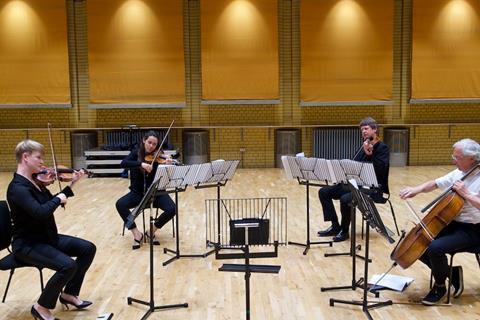 BCMG String Quartet in rehearsal at at the CBSO Centre © James Oprey