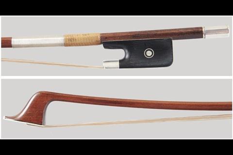 Collaboration between Émile Ouchard (père) and Émile A. Ouchard (fils), c.1934–36. Double bass bow