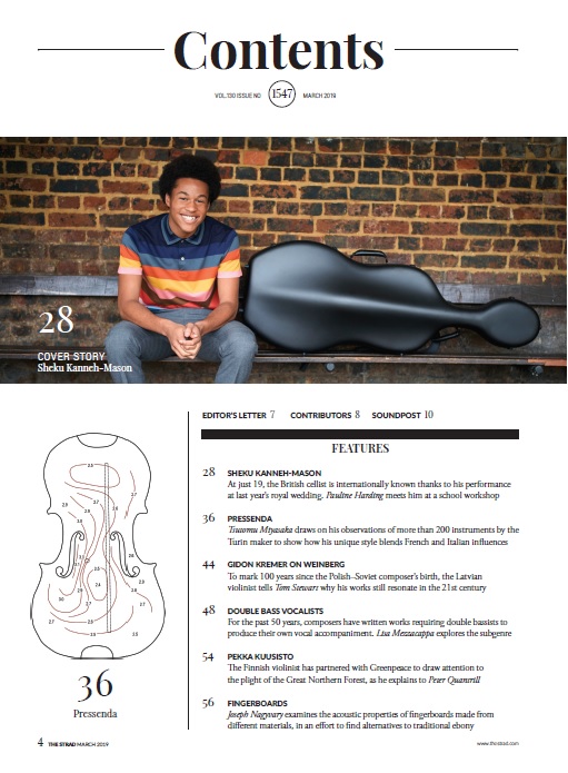 Contents of The Strad March issue
