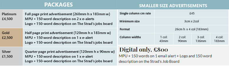Our advertising opportunites | The Strad